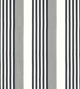 Riviera Stripe Fabric by Thibaut Sterling and Charcoal