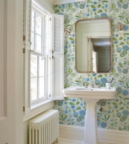 Roca Redonda Wallpaper by Schumacher Blue & Ivory