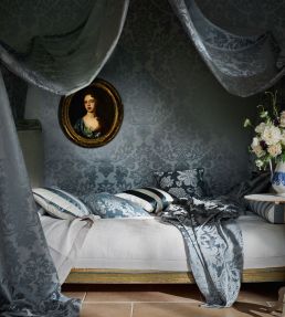 Rococo Damask Fabric by James Hare Polar