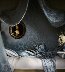 Rococo Stripe Fabric by James Hare Polar
