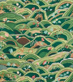 Rolling Hills Fabric by Schumacher Green