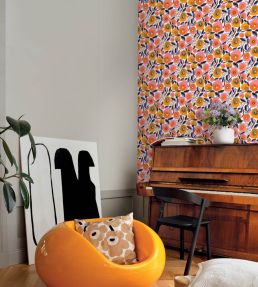 Rosarium Wallpaper by Marimekko Blue/Sand