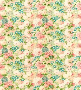 Rose & Peony Fabric by Sanderson Sage/Coral