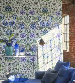 Rose De Damas Mural by Designers Guild Cobalt