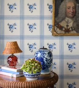 Rose Wallpaper by Langelid Von Bromssen Delt Blue