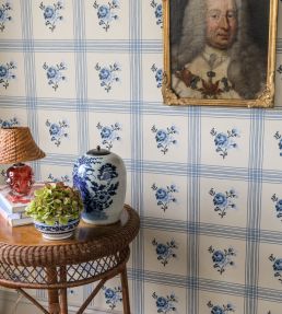 Rose Wallpaper by Langelid Von Bromssen Delt Blue