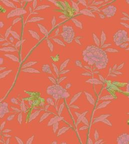 Roseberry With Birds Wallpaper by Cole & Son Vermillion