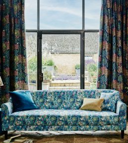 Rosedene Fabric by Studio G Charcoal / Chartreuse