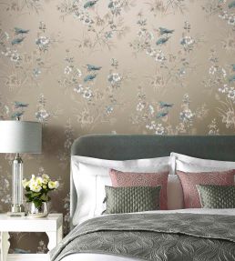 Rosemore Wallpaper by 1838 Wallcoverings Taupe Metallic