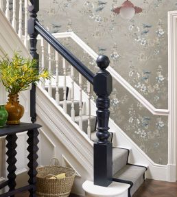 Rosemore Wallpaper by 1838 Wallcoverings Taupe Metallic