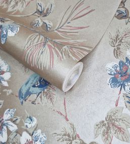 Rosemore Wallpaper by 1838 Wallcoverings Taupe Metallic