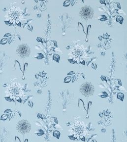 Roseraie Fabric by Clarke & Clarke Denim