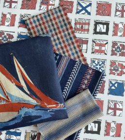 Shepton Stripe Fabric by Mulberry Home Blue