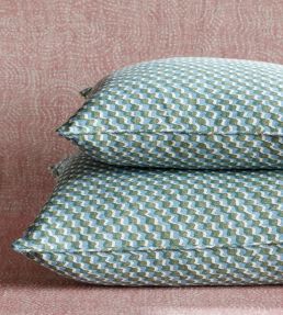 Ruffle Cushion 43 x 35cm by Fermoie Green and Blue