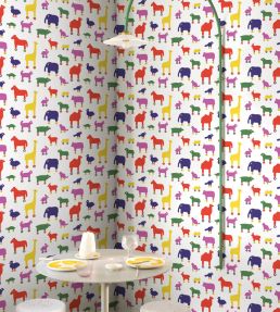 Rulla Wallpaper by Marimekko Blue/Pink