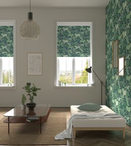Rumble In The Jungle Fabric by Scion Midnight / Mint Leaf