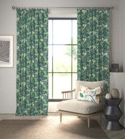Rumble In The Jungle Fabric by Scion Midnight / Mint Leaf