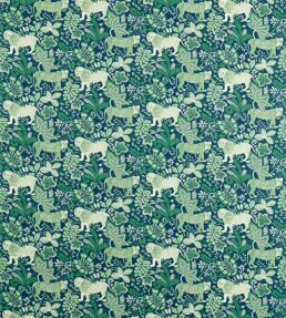 Rumble In The Jungle Fabric by Scion Midnight / Mint Leaf