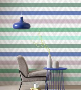 Rythmic Wallpaper by Casadeco Menthe/Indigo