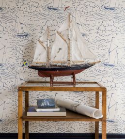 S/Y Gratia Wallpaper by Langelid Von Bromssen Indigo