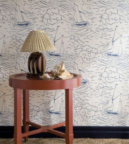 S/Y Gratia Wallpaper by Langelid Von Bromssen Indigo
