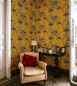 Sacred Pheasants Wallpaper by Coordonne Amber