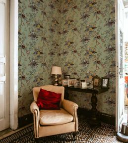 Sacred Pheasants Wallpaper by Coordonne Jade
