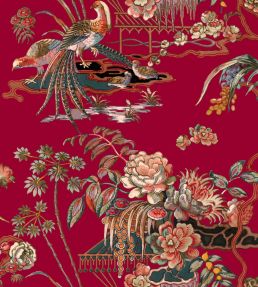 Sacred Pheasants Wallpaper by Coordonne Ruby