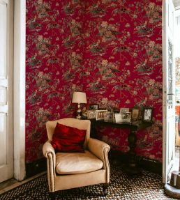 Sacred Pheasants Wallpaper by Coordonne Ruby