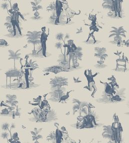 Safari Soiree Wallpaper by Divine Savages Heron Blue