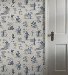Safari Soiree Wallpaper by Divine Savages Heron Blue