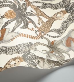 Safari Totem Wallpaper by Cole & Son Ginger & Taupe on Parchment