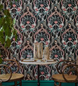 Safari Totem Wallpaper by Cole & Son Ginger & Taupe on Charcoal