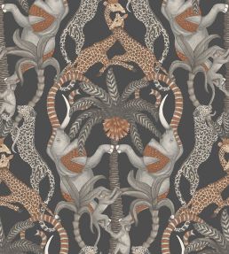 Safari Totem Wallpaper by Cole & Son Ginger & Taupe on Charcoal