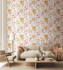 Saku Wallpaper by Ohpopsi Linen & Apricot