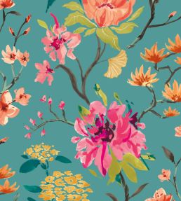Saku Wallpaper by Ohpopsi Peacock  & Rose
