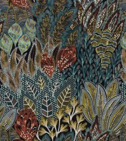 Salonga Fabric by Casamance Noir De Lune/Vert