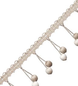 Veranda Linen Beaded Fringe Trimming by Samuel & Sons Silver Birch