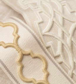 Mireille Embroidered Border Trimming by Samuel & Sons Limestone