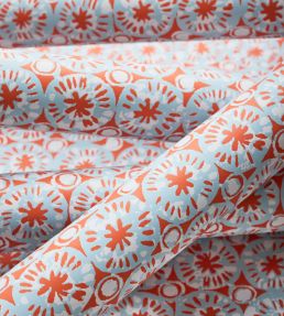 Sand Dollar Wallpaper by Thibaut Coral and Blue