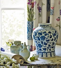 Painters Garden Fabric by Sanderson Violet/Crimson