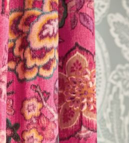 Indra Flower Fabric by Sanderson Indigo/Cherry