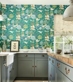 Pamir Garden Wallpaper by Sanderson Teal/Peacock