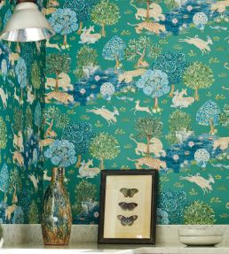 Pamir Garden Wallpaper by Sanderson Teal/Peacock