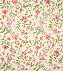 Porcelain Garden Fabric by Sanderson Magenta/Leaf Green