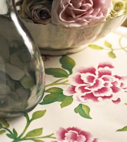 Porcelain Garden Fabric by Sanderson Magenta/Leaf Green