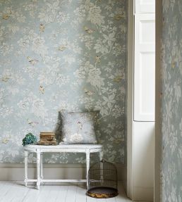 Chiswick Grove Wallpaper by Sanderson Silver