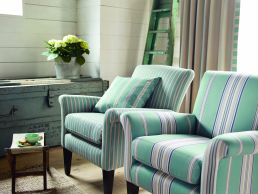 Saxon Fabric by Sanderson Indigo, Biscuit