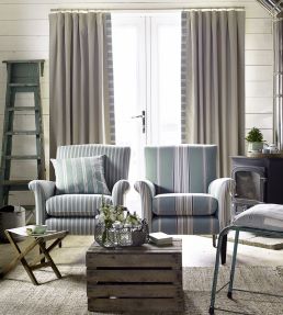 Saxon Fabric by Sanderson Indigo, Biscuit