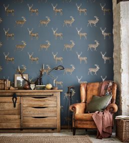 Evesham Deer Wallpaper by Sanderson Birch